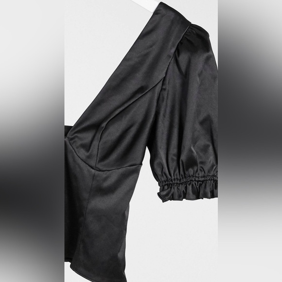 ASOS black satin top with bust cup detail | size 10 - Picture 2 of 10